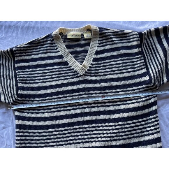 Vintage Limited America Sweater Women’s Sz Small Blue Cream Stripes Cotton - Picture 6 of 14